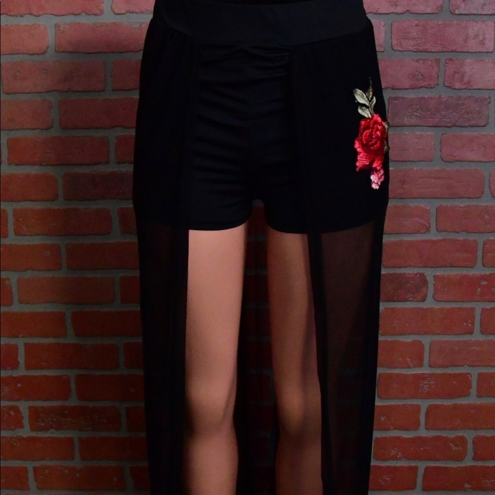 Women’s long sheer short with Rose